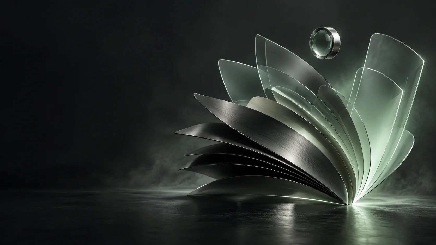 Content studio represented as connected glass and graphite infrastructure
